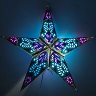 Lámpara de estrella – Pavo real morado y azul cerceta de cinco puntas – 60 cm