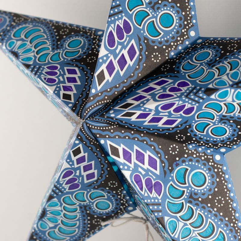 Lámpara de estrella – Pavo real morado y azul cerceta de cinco puntas – 60 cm