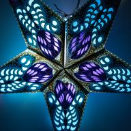 Lámpara de estrella – Pavo real morado y azul cerceta de cinco puntas – 60 cm