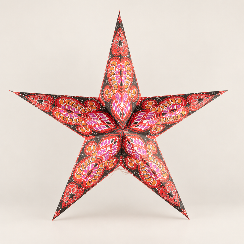Lámpara de estrella – Fire Festival de cinco puntas – 60 cm