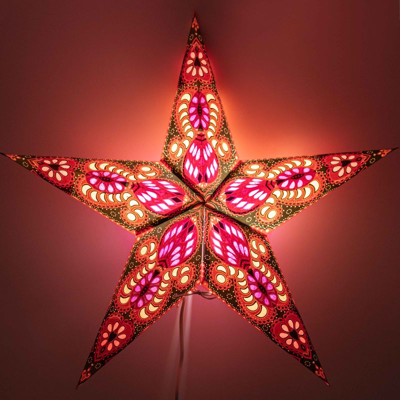 Lámpara de estrella – Fire Festival de cinco puntas – 60 cm