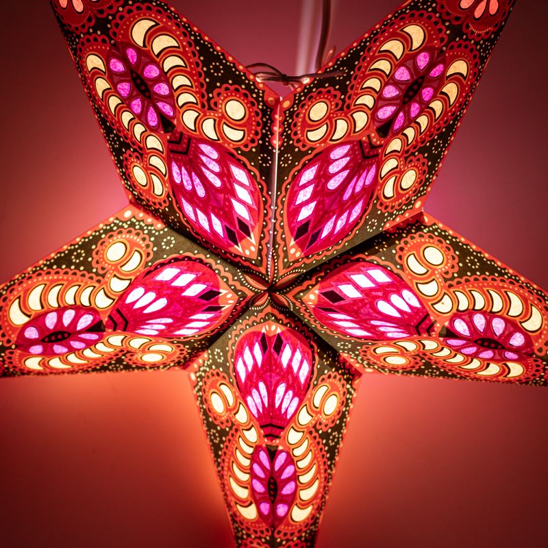 Lámpara de estrella – Fire Festival de cinco puntas – 60 cm