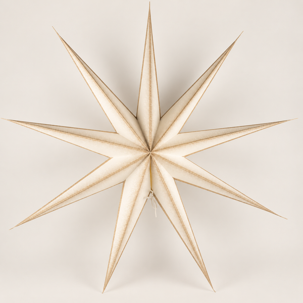 Pantalla de lámpara de estrella de papel – Super Nova champán con purpurina – Nueve puntas – 90 cm