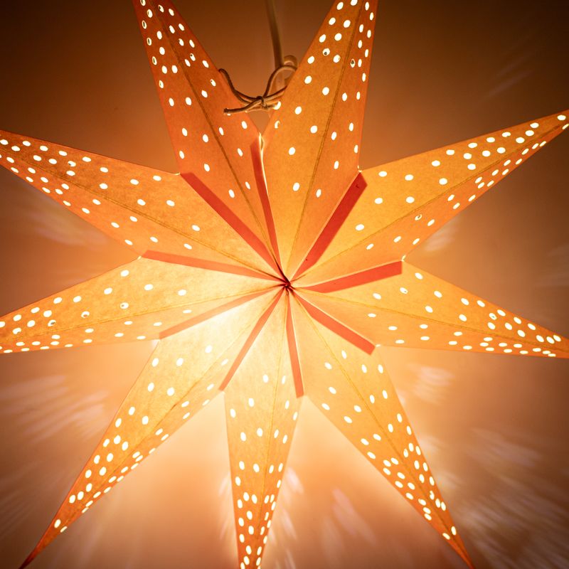 Lámpara de estrella – Luces naranjas de nueve puntas – 45 cm