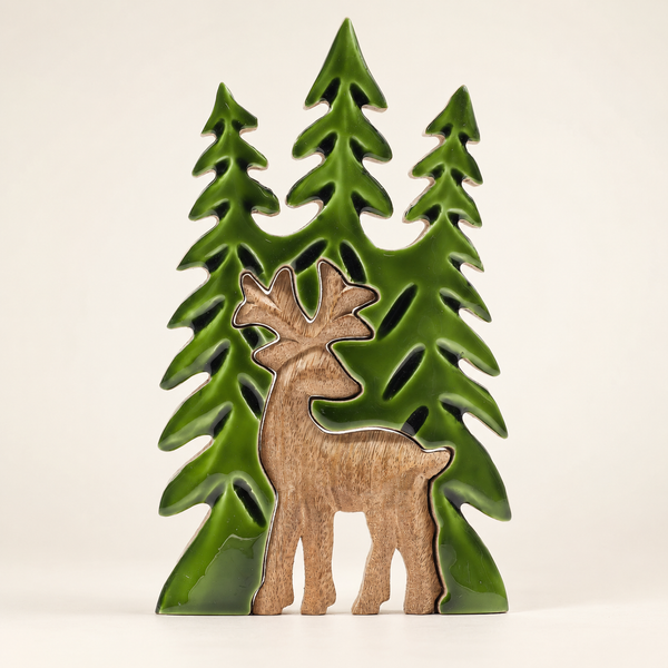 Decoración Bosque en Madera - Ciervo en el bosque