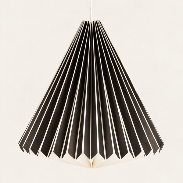 Pantalla de lámpara de papel con forma de cono geométrico negra – Grande