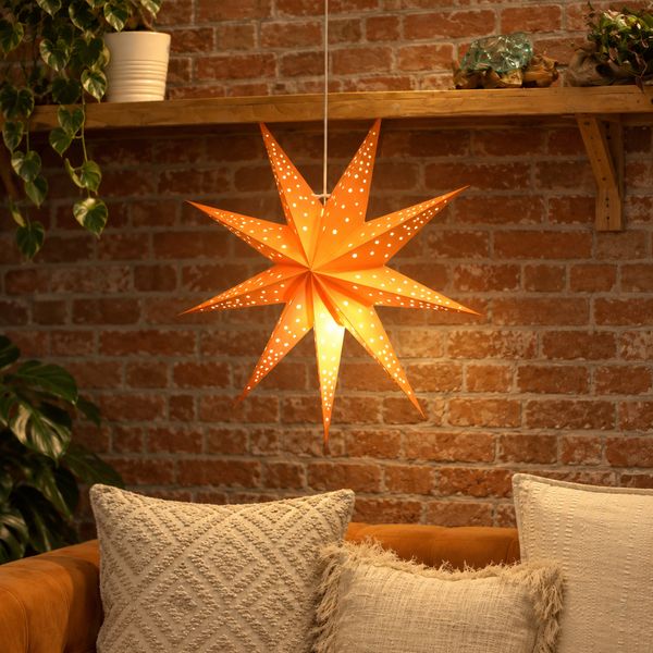Lámpara de estrella – Luces naranjas – Nueve puntas – 45 cm