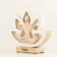 Figura de yoga de madera - Flor de loto - Crema - Calma