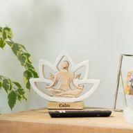 Figura de yoga de madera - Flor de loto - Crema - Calma