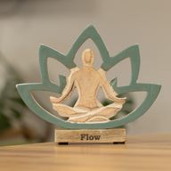 Figura de yoga de madera - Flor de loto - Verde azulado - Flow