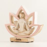 Figura de yoga de madera - Flor de loto - Rosa empolvado - Amor