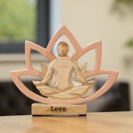 Figura de yoga de madera - Flor de loto - Rosa empolvado - Amor