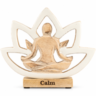 Figura de yoga de madera - Flor de loto - Crema - Calma