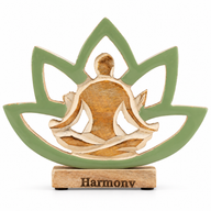 Figura de yoga de madera - Flor de loto - Salvia - Armonía