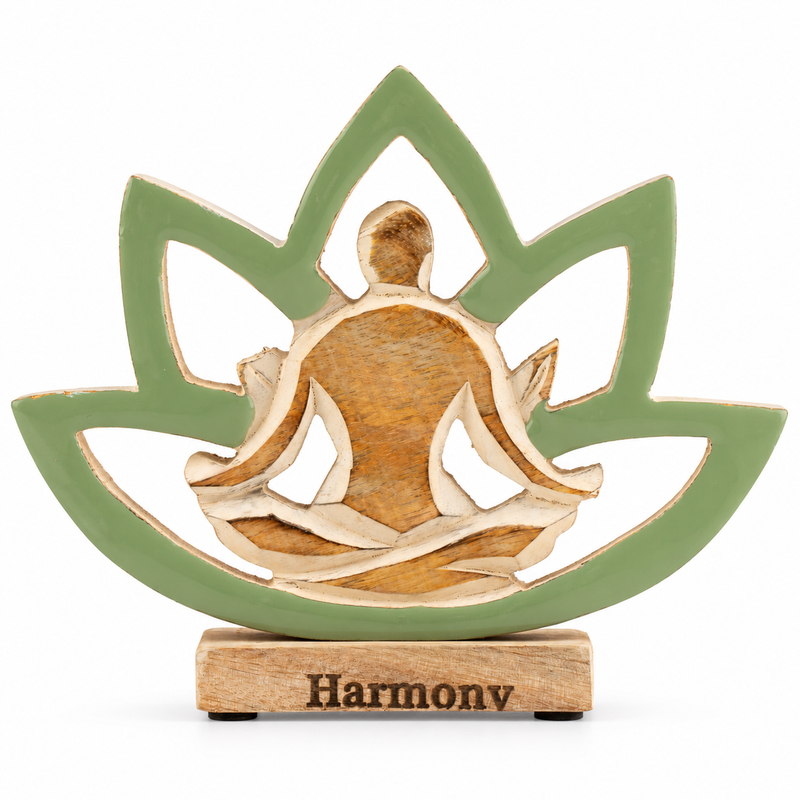 Figura de yoga de madera - Flor de loto - Salvia - Armonía