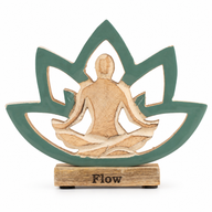 Figura de yoga de madera - Flor de loto - Verde azulado - Flow