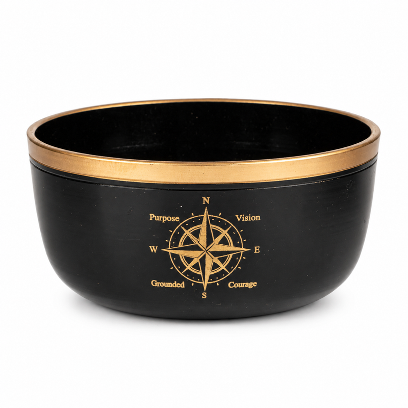 TRUE NORTH - Set de cuenco tibetano negro - 15x7,5 cm