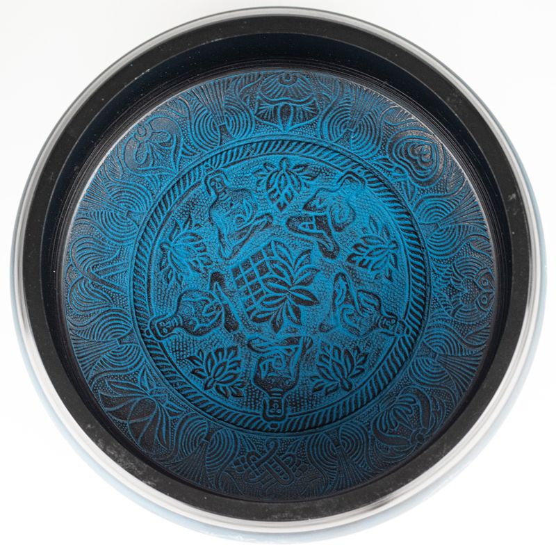 Cuenco tibetano gigante - Azul empolvado - 32x15cm - Diseño 1