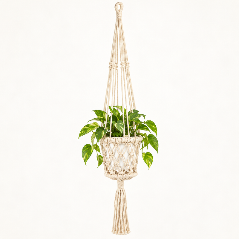 Colgador de macramé para macetas - Natural