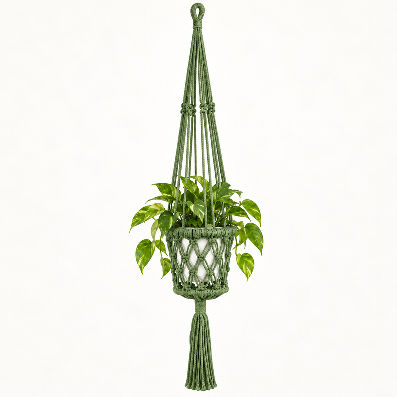 Colgador de macramé para macetas - Verde