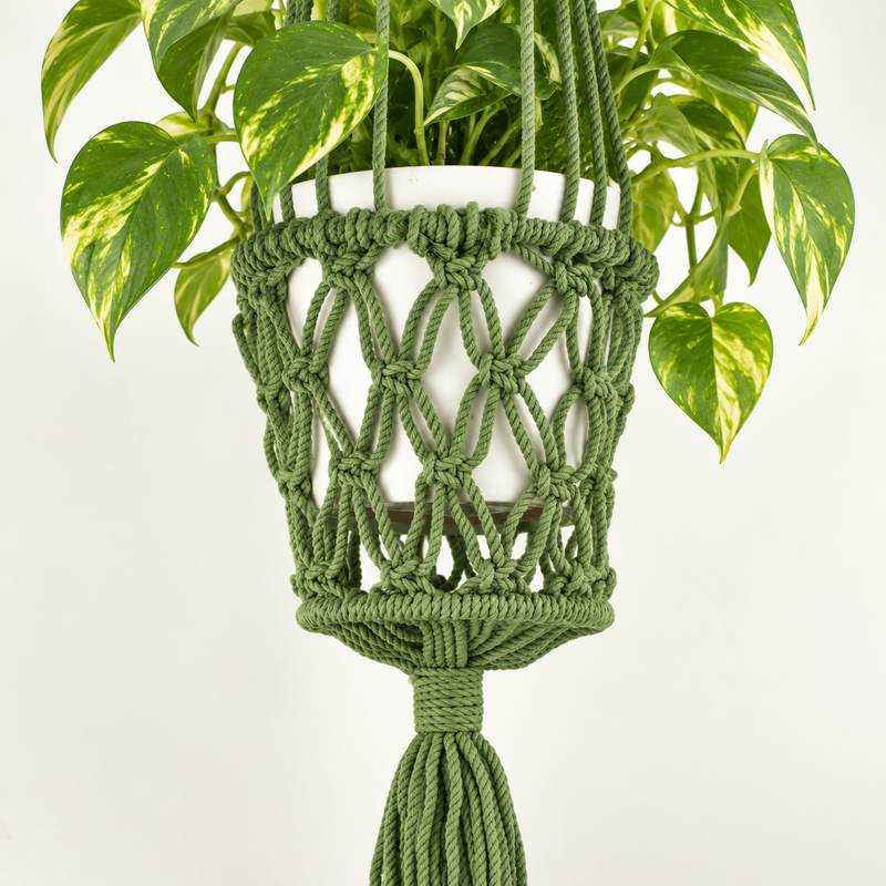Colgador de macramé para macetas - Verde