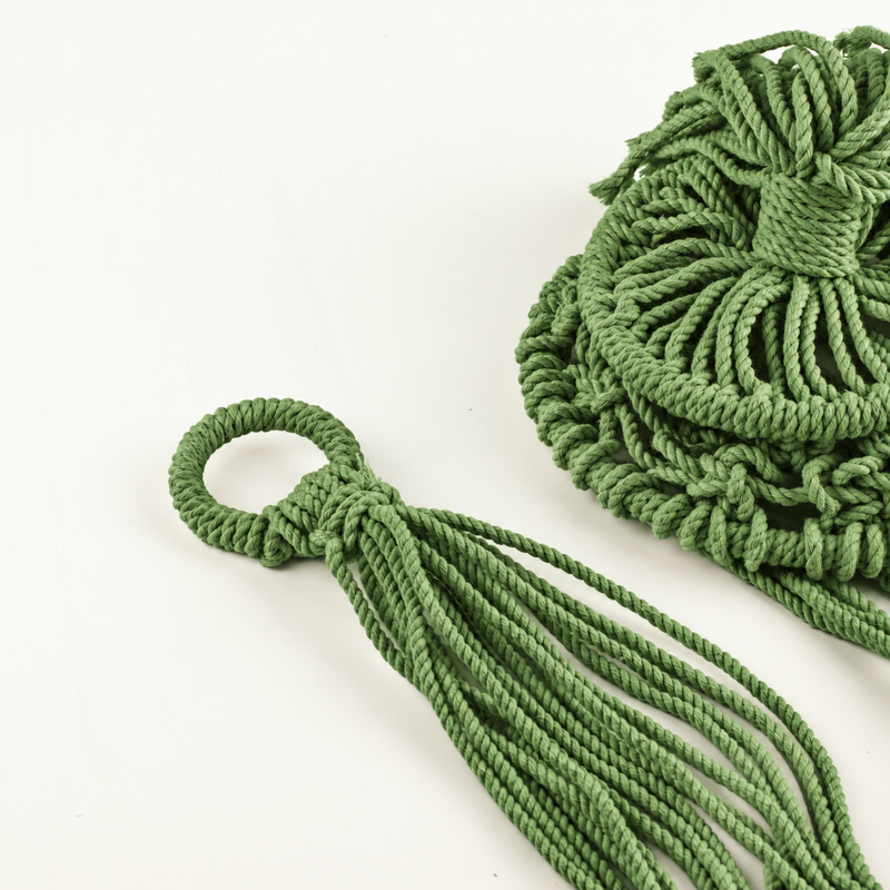 Colgador de macramé para macetas - Verde