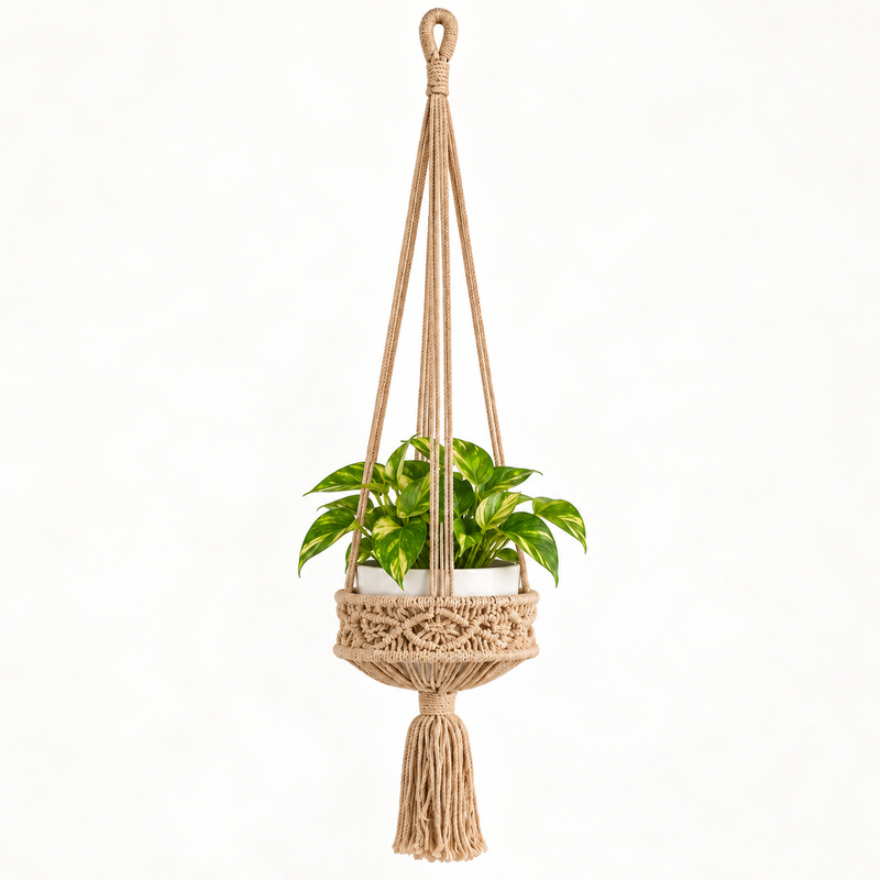 Macetero colgante de macramé grande – Camal