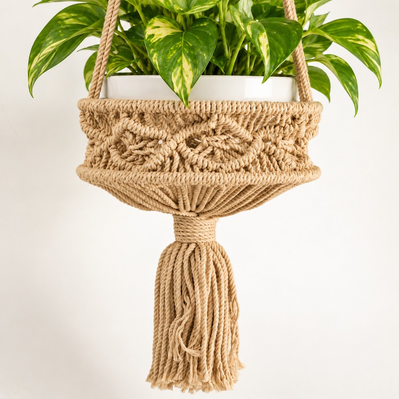 Macetero colgante de macramé grande – Camal