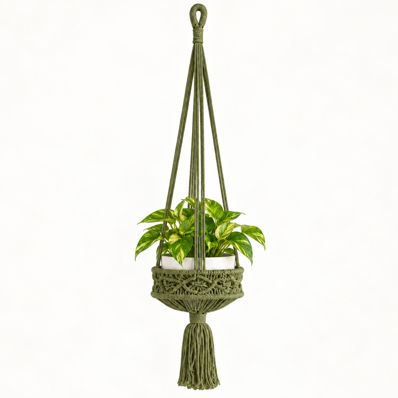 Macetero colgante de macramé grande - Verde
