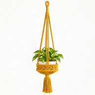 Macetero colgante de macramé grande - Mostaza