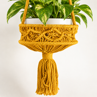 Macetero colgante de macramé grande - Mostaza