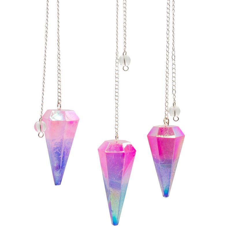 Péndulo de seis caras - Cristal Aurora rosa y azul