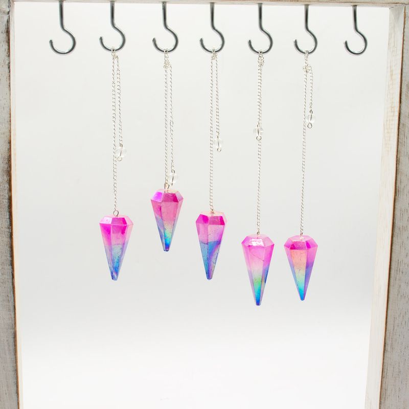 Péndulo de seis caras - Cristal Aurora rosa y azul