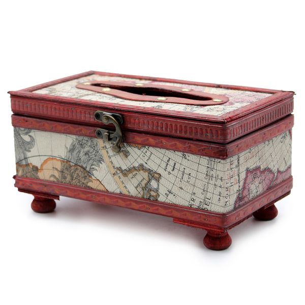 Mapa Antiguo de Caja de Pañuelos con Patas