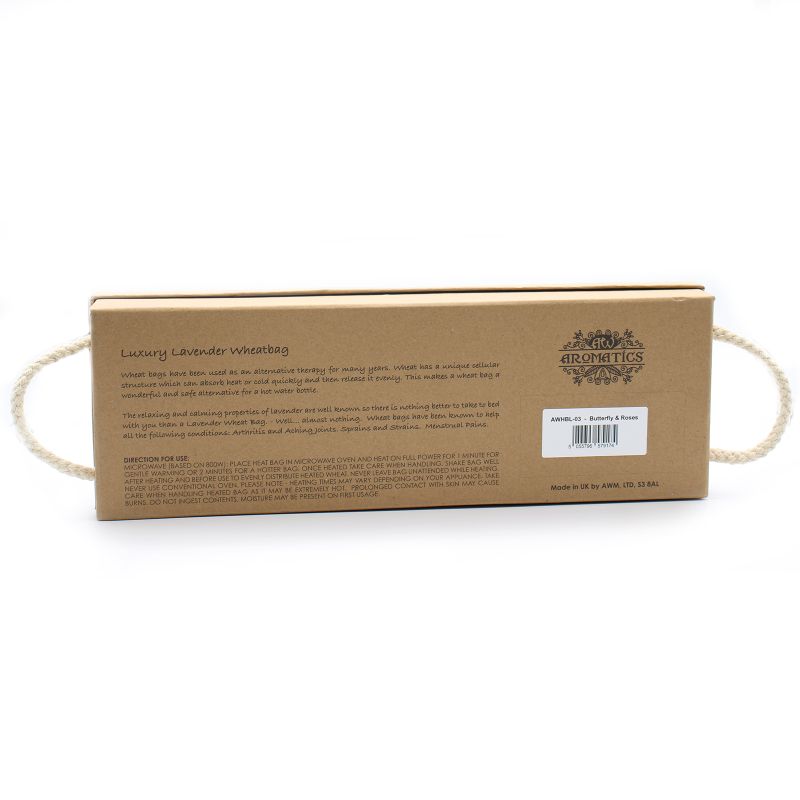 Bolsa de trigo en caja de regalo - mariposa y rosas