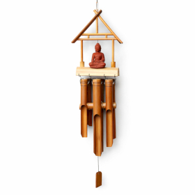Campanilla de Bambú - Acabado Natural - Buda Marrón 6 Tubos