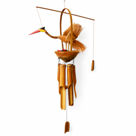 Campanilla de bambú - Acabado natural - Madre y polluelos