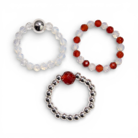 3x Conjunto de Anillos con Gemas de Espíritu Ninfa - Luna de Sangre