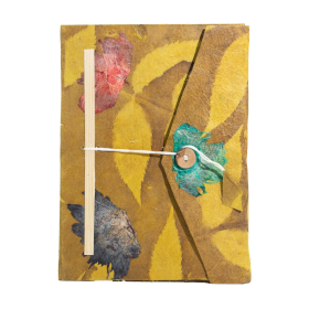 Cuaderno Grande Lokta - Bold Floral  (21x15cm) - 45 Hojas - Incluye Marcapáginas - Marrón Mostaza