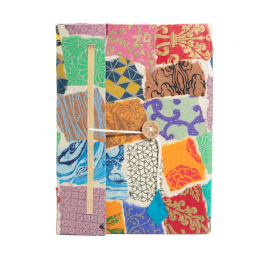 Cuaderno Grande Lokta - Patchwork  (21x15cm) - 45 Hojas - Incluye Marcapáginas - Multicolor