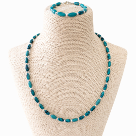 Conjunto Collar (50 cm) y Pulsera (17 cm) - Turquesa Nepalí