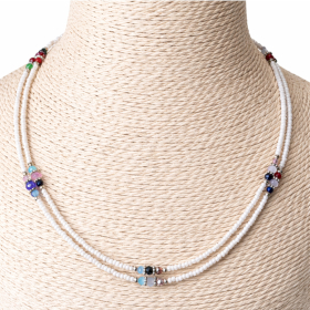 Collar Doble - Howlita y Perlas facetadas Nepalí Fino (42 cm)