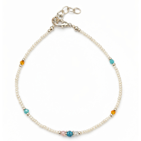 Pulsera de Tobillo - Howlita y Perlas facetadas Nepalíes (22 cm)