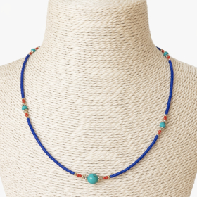 Collar Nepalés de Gemas Extra Finas - Ónix Azul y Árbol de la Vida