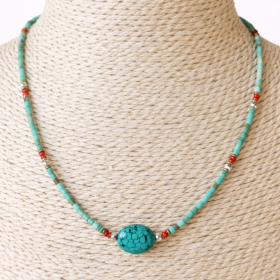 Collar Nepalés de Gemas Extra Finas - Turquesa y Piedra