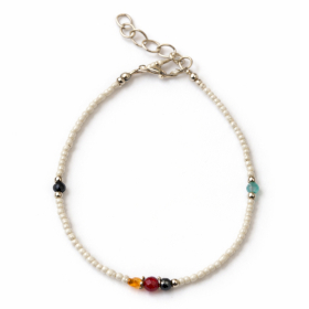 Pulsera Nepalés de Gemas Extra Finas - Perla y Cuentas Cortadas