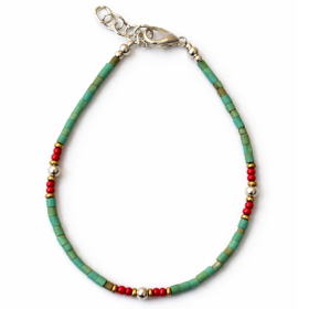 Pulsera Nepalés de Gemas Extra Finas - Turquesa y Piedra