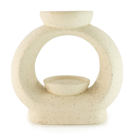 3x Quemador de aceite Zen de cerámica - Guijarro ovalado grande - Blanco roto moteado