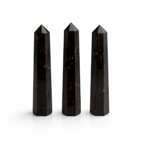 3x Obelisco de seis caras con gemas de aprox. 11 cm - Turmalina negra