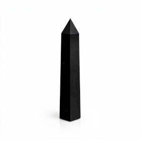 Obelisco de seis caras con gemas de aprox. 17 cm - Turmalina negra